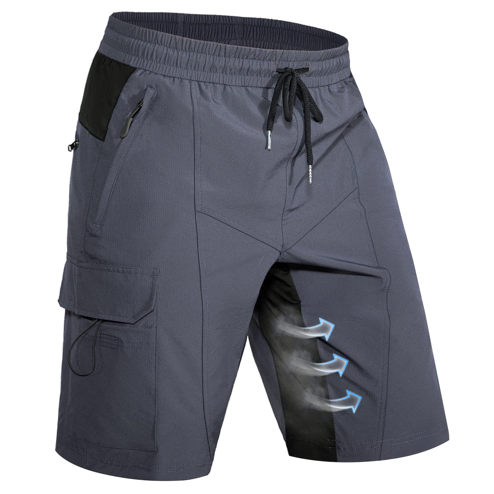Hiauspor Pantalones cortos de senderismo para hombre, pantalones cortos de MTB, ligeros, de secado rápido, bermudas chinas, con 5 bolsillos, pantalones cortos de senderismo para exterior, trekking,