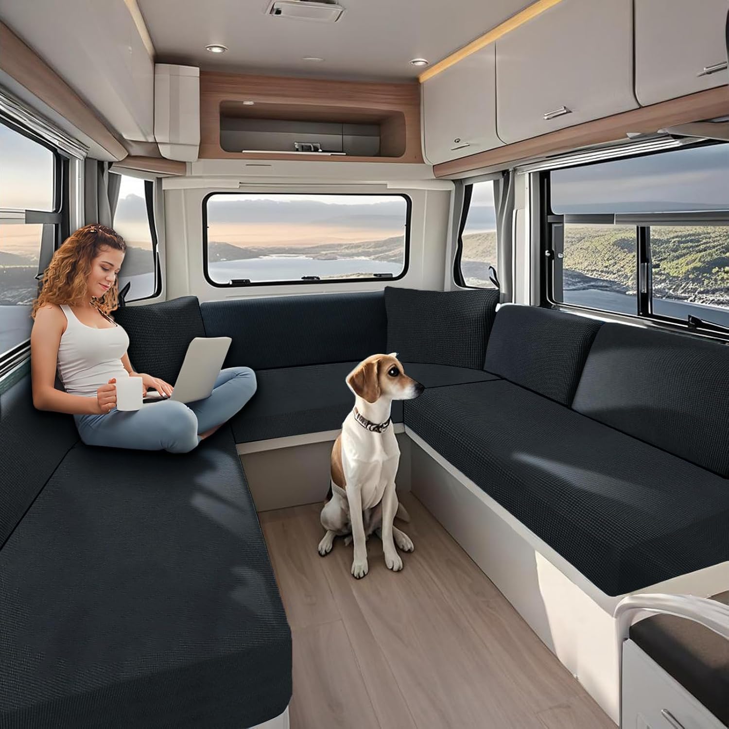 Bench Covers Slipcover HLTQL Caravan Seat Covers Stretch Non Slip