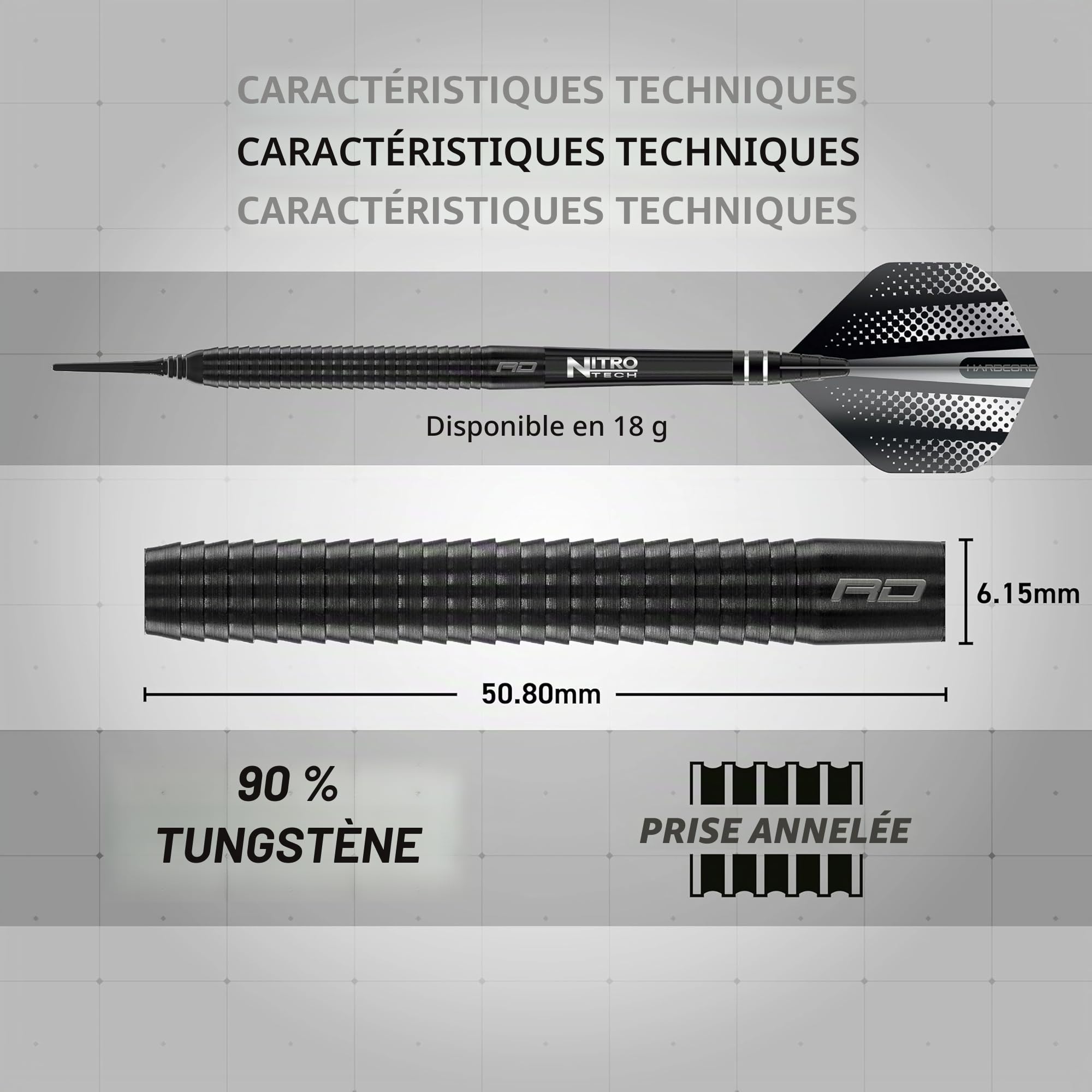 RED DRAGON Flechette Pointe Plastique 20g Razor Edge Fléchettes Softip 85% Tungstene (18g) | Flechettes pour Cible Electronique | 3 x Fléchette Professionnelle | 3 x Ailettes | 3 x NitroTech Tiges