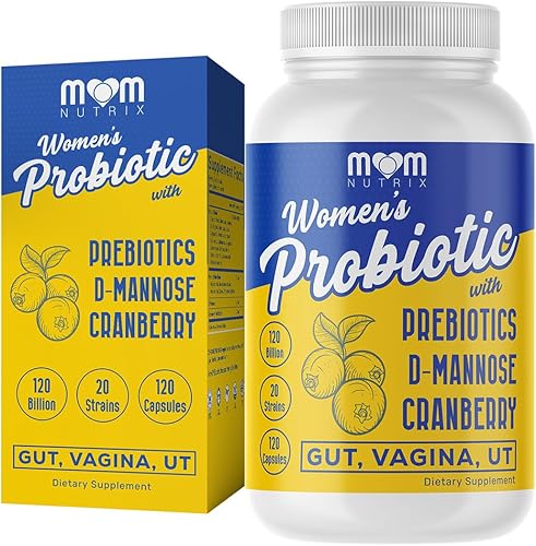 Probiótico para mujeres - Vaginal, intestino, UT, equilibrio de pH, salud femenina y digestiva - Prebióticos con probióticos, arándano, D-manosa -