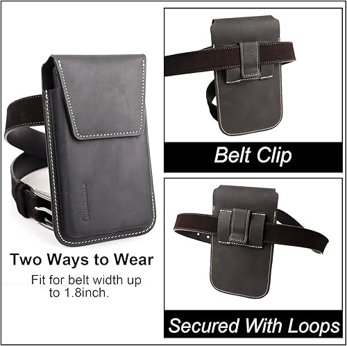 Miniatura 10 de Gentlestache Funda de cuero para teléfono celular con clip para cinturón, funda con tapa para iPhone 14 13 Pro Max, soporte S22 Plus, bolsa