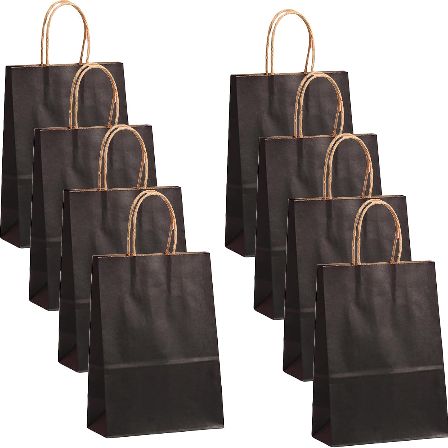 HUAPRINT Schwarze Papiertüten Mit Griffen – 20 Stück, Ca. 13x8x20 Cm, Mattschwarz Für Geschenke & Einzelhandel