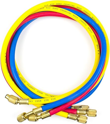 Miniatura 4 de Ziss A/C - Juego de manómetros de diagnóstico para carga de refrigeración, compatible con refrigerantes R12 R22 R134a R502 con parejas, mangueras de