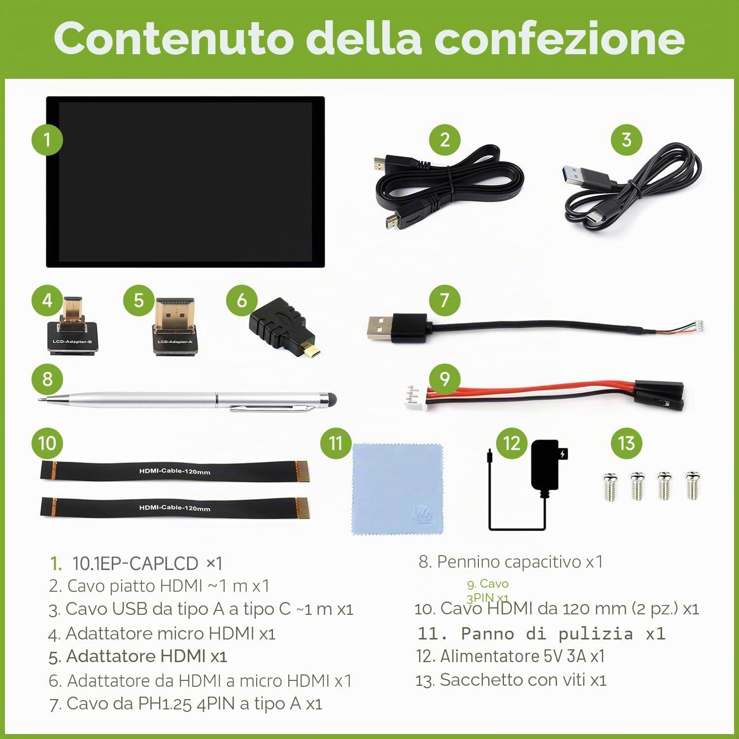 Waveshare 10.1inch High Resolution Capacitive Touch Display Compatible with Raspberry Pi 5/4B/3B/Zero/Zero W/Zero 2W/Pico/Pico, Supports Windows and Jetson Nano, 1920×1200 10-Point Touch IPS Display