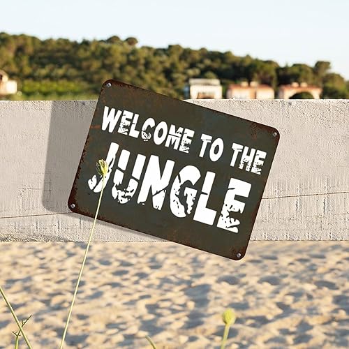 Miniatura 7 de BESTORLOVE Letrero de metal para pared, diseño de bienvenida a la selva, corazón, calentamiento, animales salvajes, decoración de pared, para