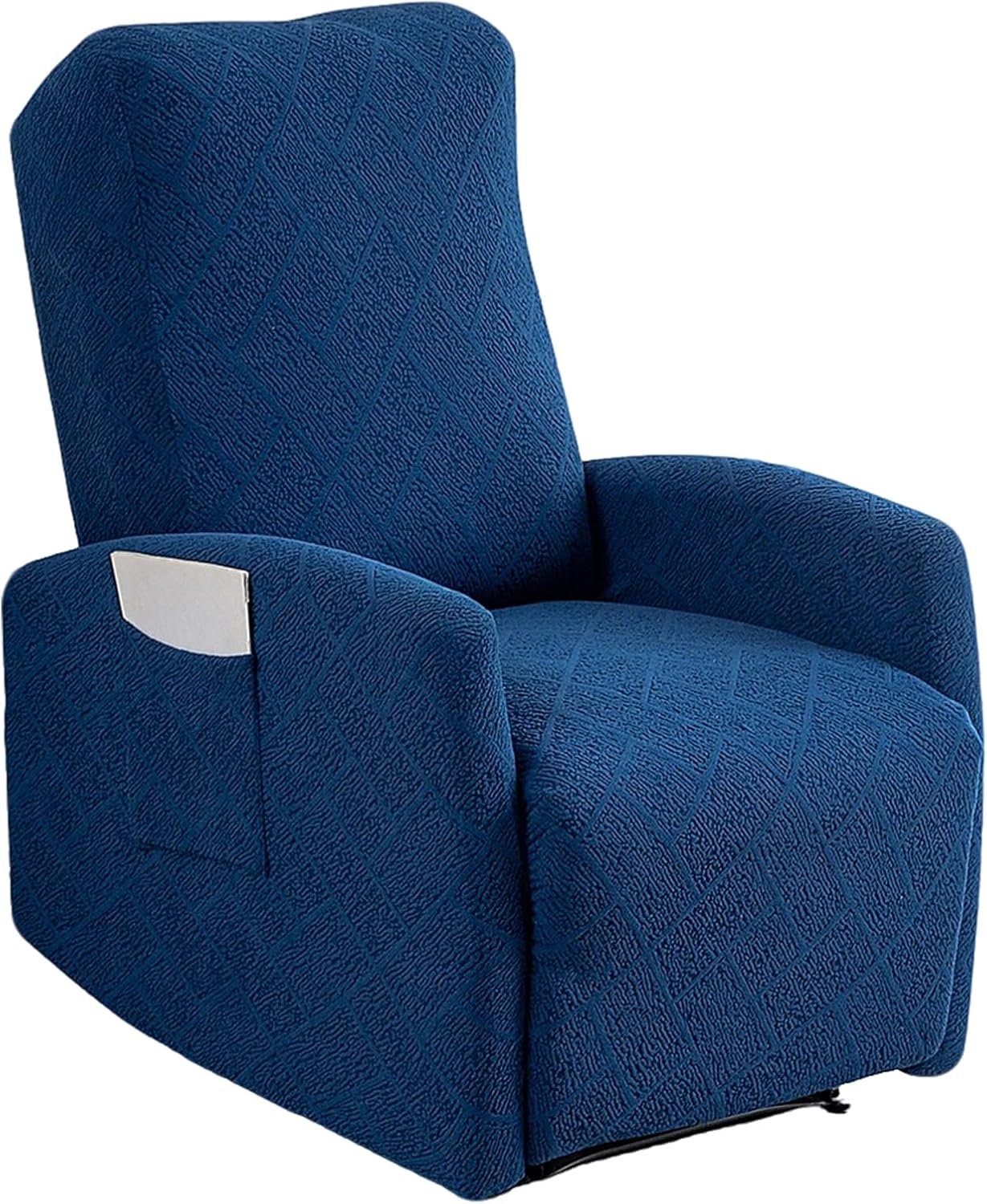 Recliner Chair Covers 4 Pieces Jacquard Small Recliner Sofa Slipcover Stretch Recliner Slipcover for Lazyboy Recliner Chair with Storage Pocket Furniture Protector for Living Room,Royal Blue