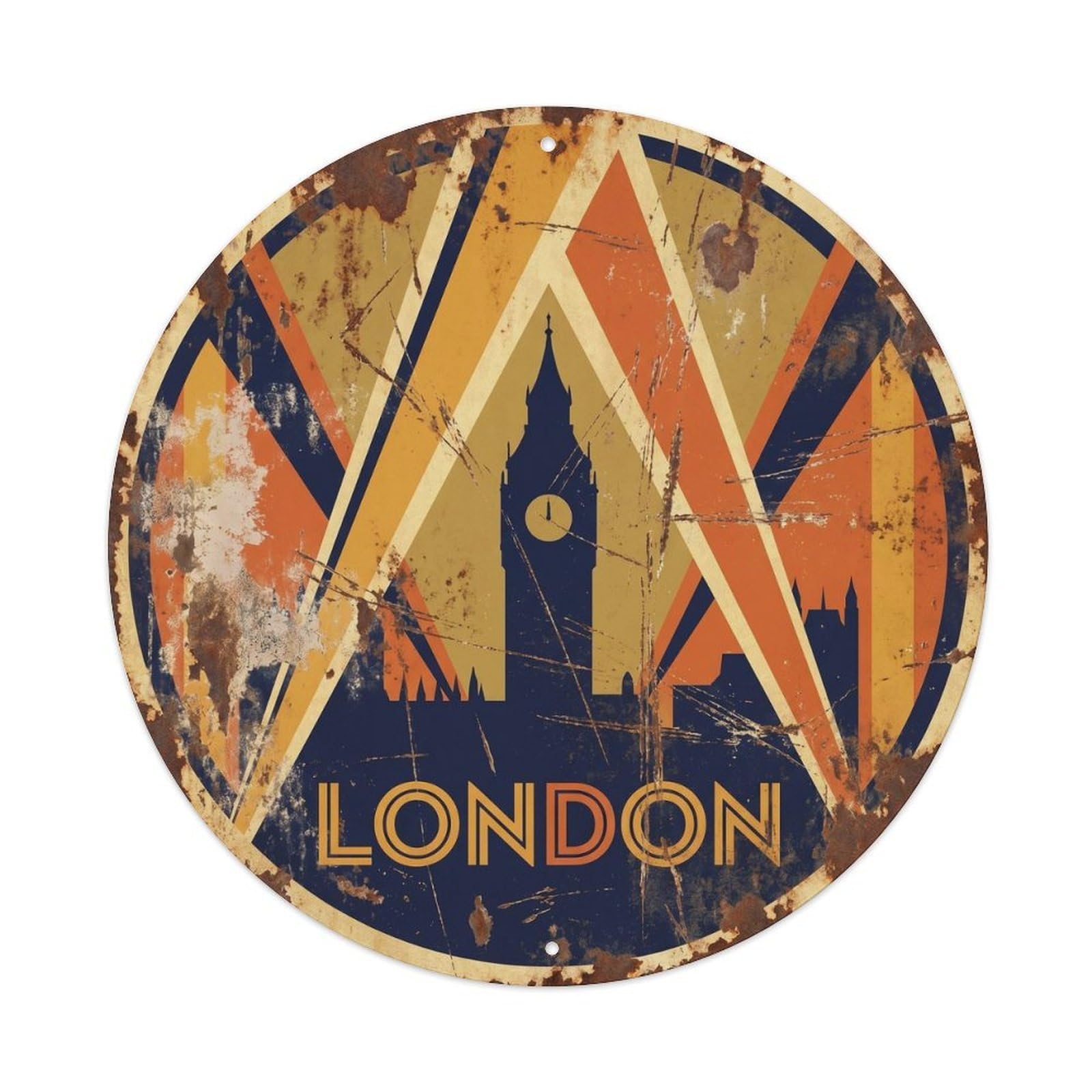 Fqcyn Style Vintage Travel London Geometric Abstract Metal Tin Sign