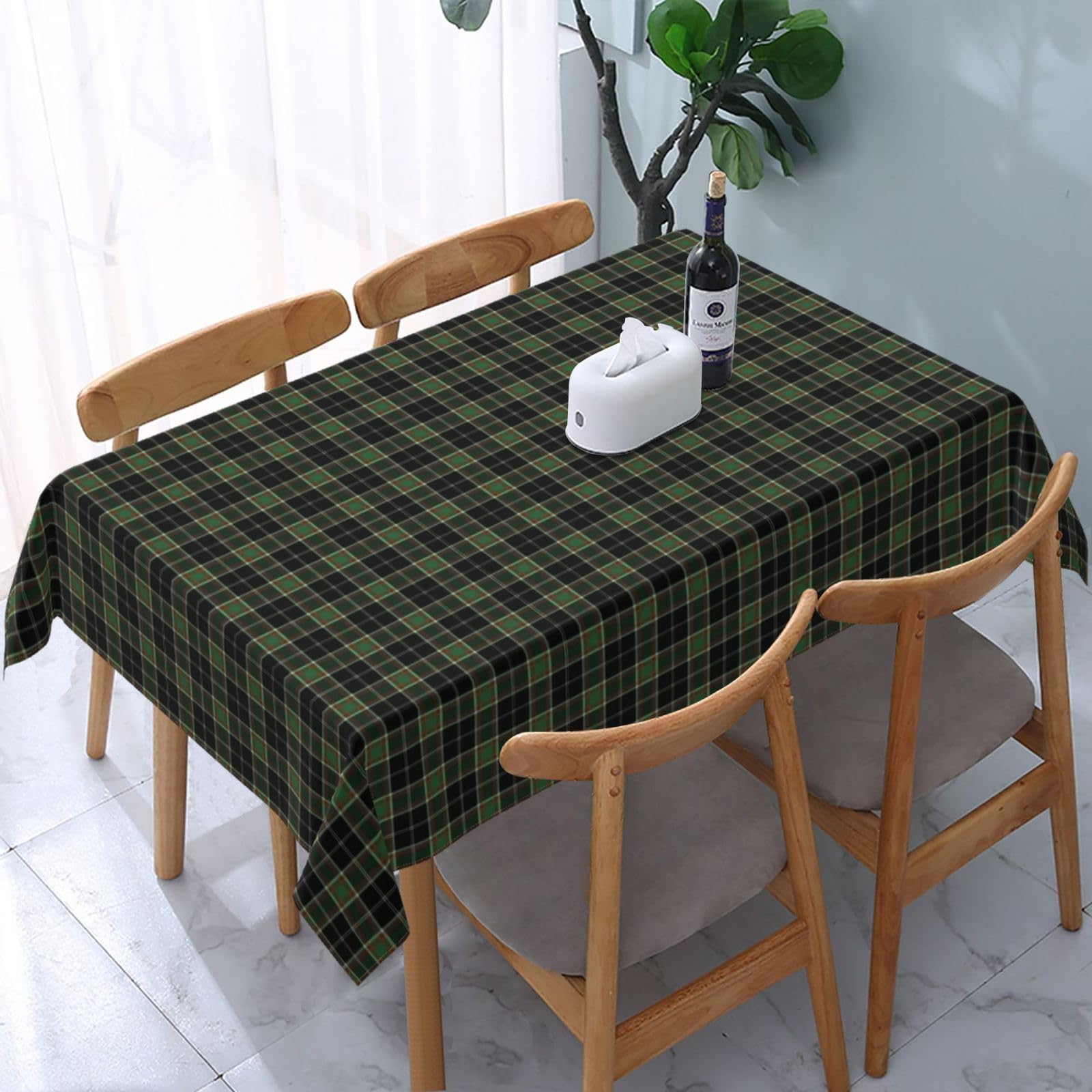 Fwjzdsp Clan Webster Tartan Tablecloth Rectangle Polyester Fabric Table Cloth, Water Resistant & Wrinkle Free Table Cover For Kitchen And Dining Room Tabletop 54"X72" (4-6 Seats)