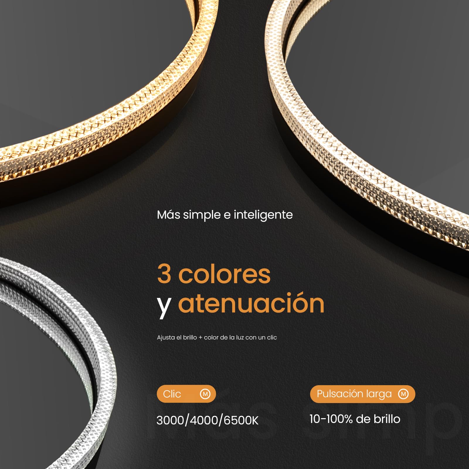 EMKE Espejo Baño con Luz Redondo 60 cm, Antivaho, Espejo LED con Interruptor Táctil, 3 Tonos de Luz Regulables, Marco Negro, IP44, Bajo Consumo,Espejo de Baño