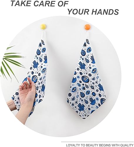 Miniatura 4 de Decorative Hand Towels for Bathroom - Retro Blue Eyes Print Soft Absorbent Small Bath Hand Towels for Kitchen, Farmhouse, Spa, Hotel, Guest Tea and