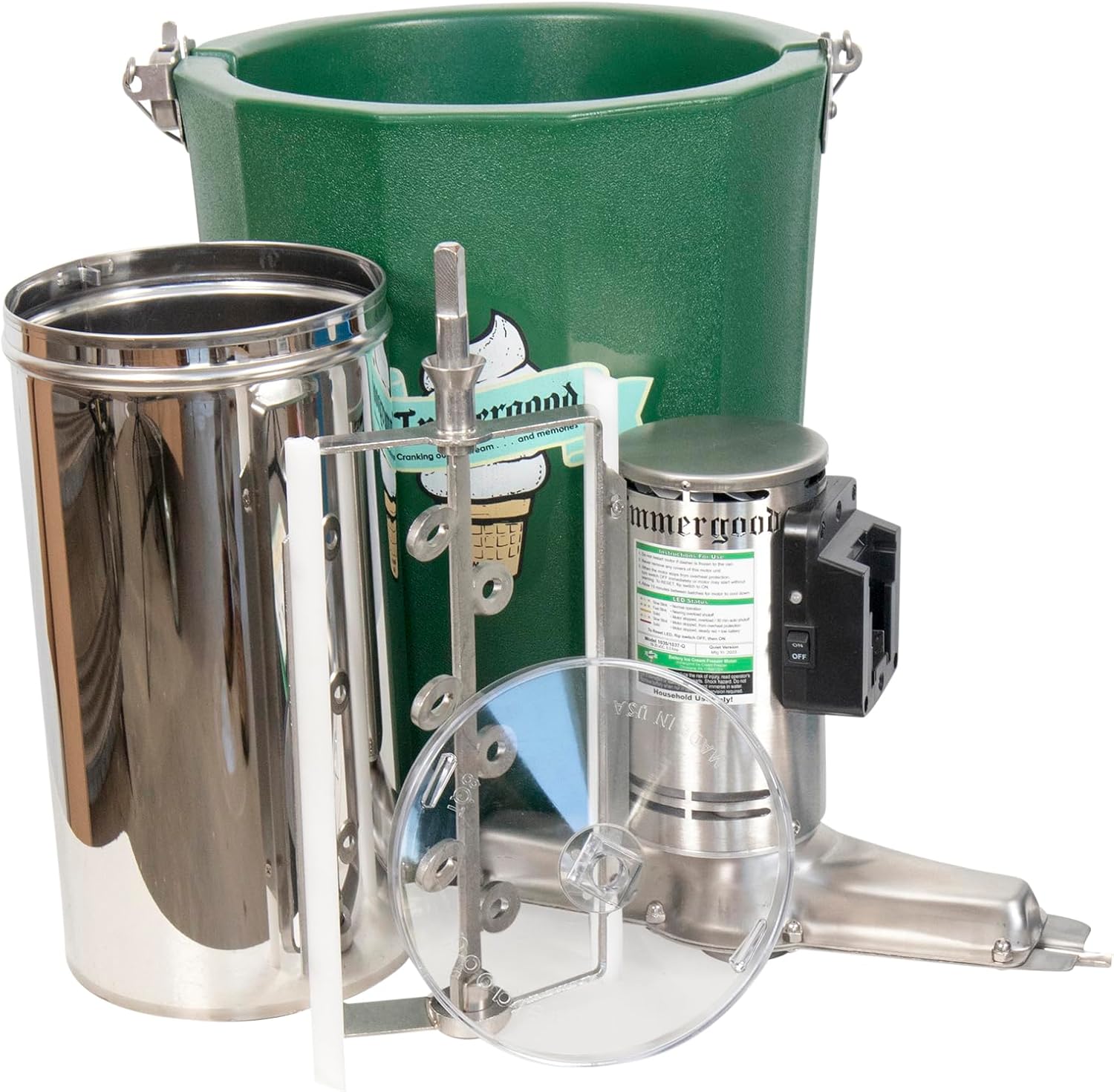 8 qt - Electric Ice Cream Maker - Stainless Steel - 110 volt