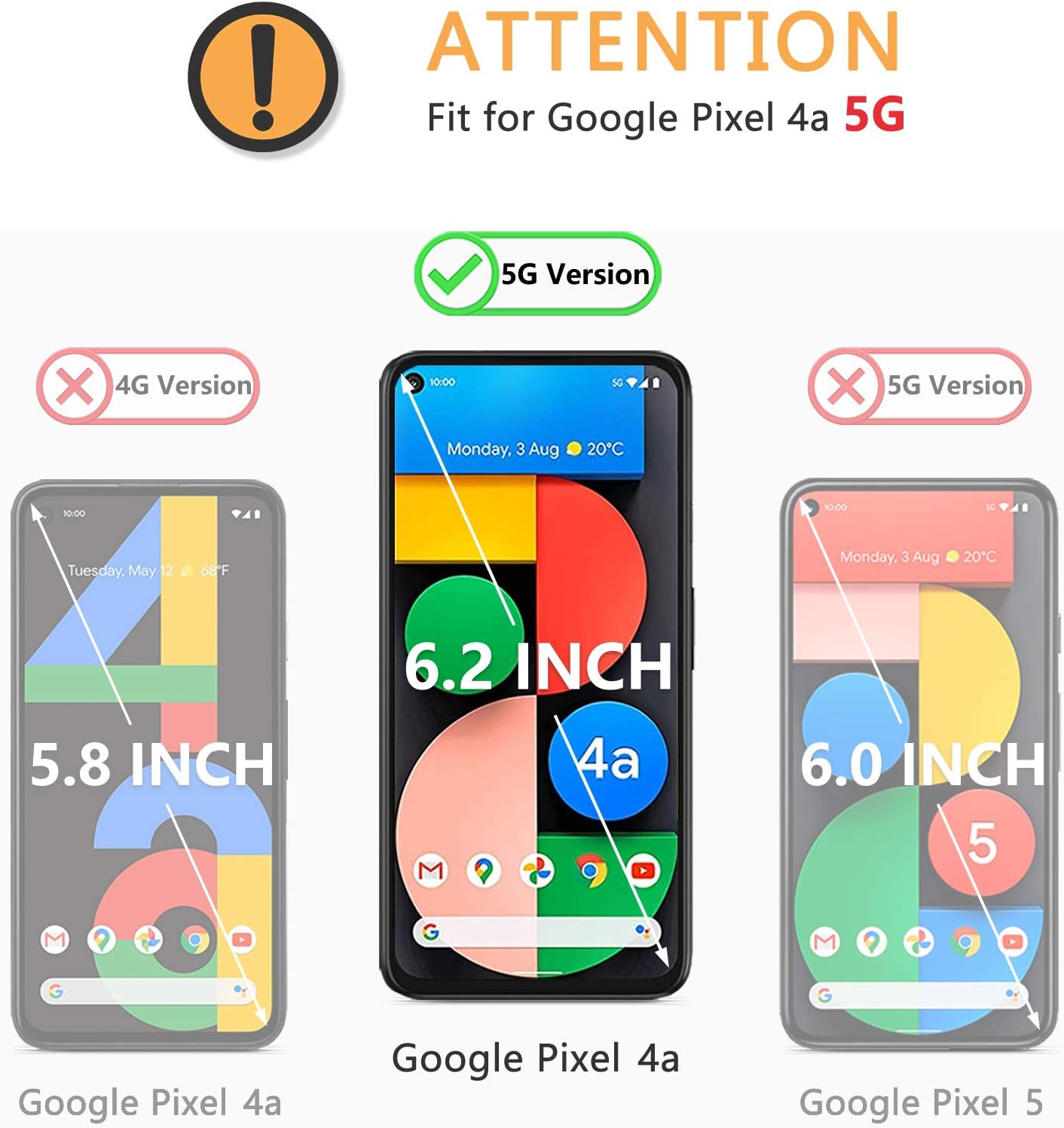 OMOTON [3-Pack] Screen Protector for Google Pixel 4a 5G 6.2 Inch [Not Fit for Pixel 4a 4G], Tempered Glass Screen Protector for Google Pixel 4a 5G 2020 Released, Bubble Free/Alignment Frame