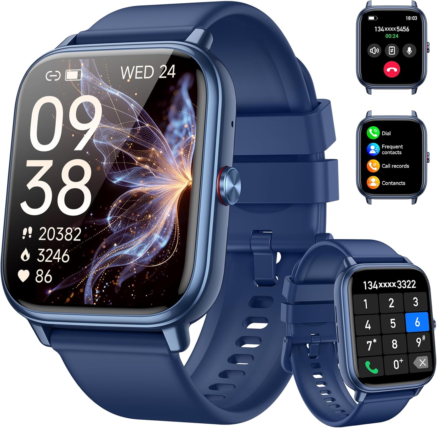 Smart Watch Fitness Tracker for Men Women, Answer/Make Call, 1000 mAh Battery, 120+ Sport Modes, Step Counter, Sleep Monitor Fitness Watch, Smartwatch for Android iPhone iOS (Blue)