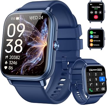 Smart Watch Fitness Tracker for Men Women, Answer/Make Call, 1000 mAh Battery, 120+ Sport Modes, Step Counter, Sleep Monitor Fitness Watch, Smartwatch for Android iPhone iOS Blue