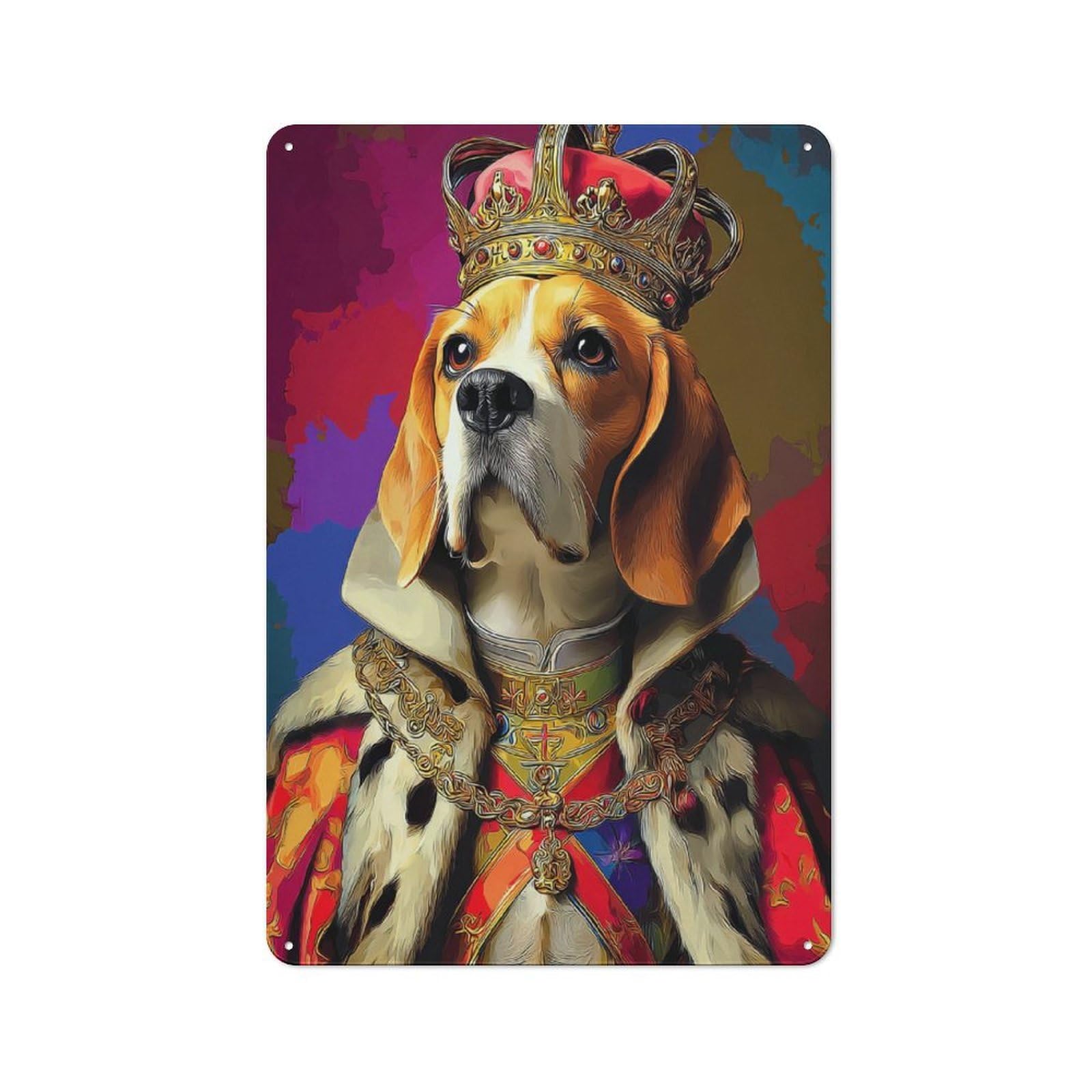 Retro Metal Sign 30x20cm Featuring Royal Beagle Majesty Portrait, Home Bar Decor for Pub, Home Bar, Shed Or Man Cave
