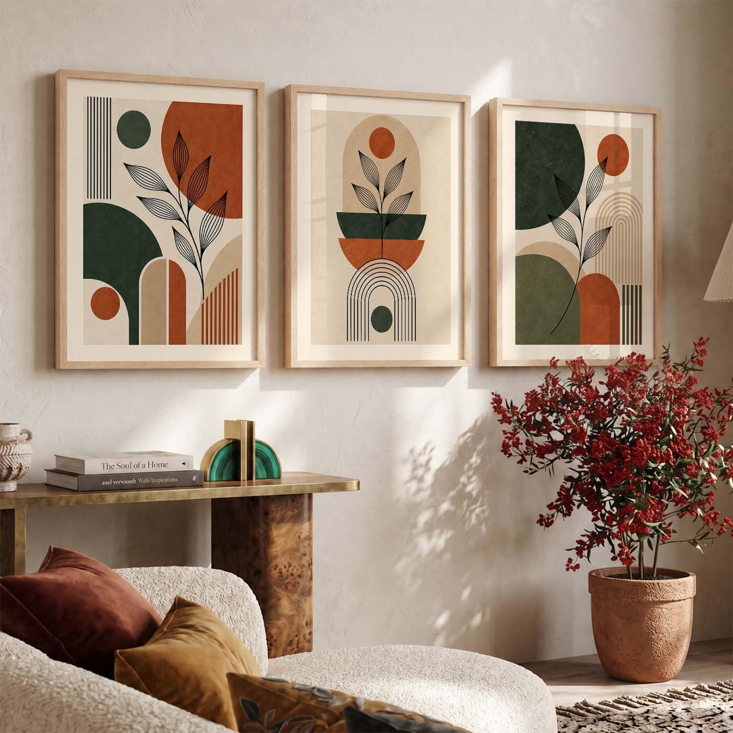 BOHO Floral Wall Art - 3 Framed Prints -8 BOHO Floral Wall Art - 3 Framed Prints -8
