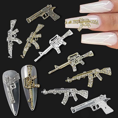 10 dijes de metal 3D para uñas, diamantes de imitación de lujo para decoración de uñas, accesorios de decoración