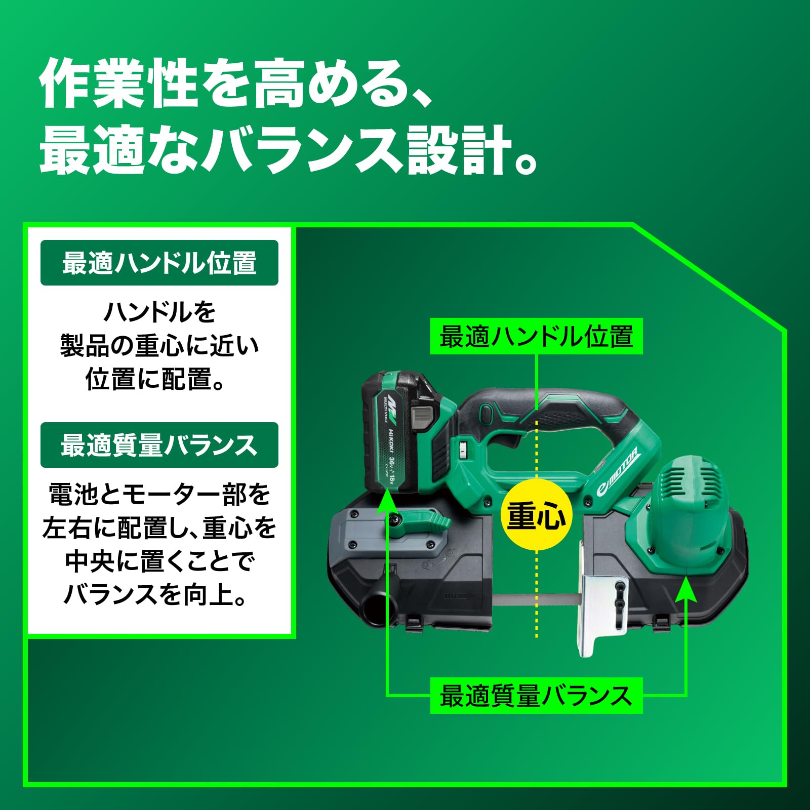 ハイコーキ[HiKOKI] 18V-5.0Ah コードレスロータリバンドソー