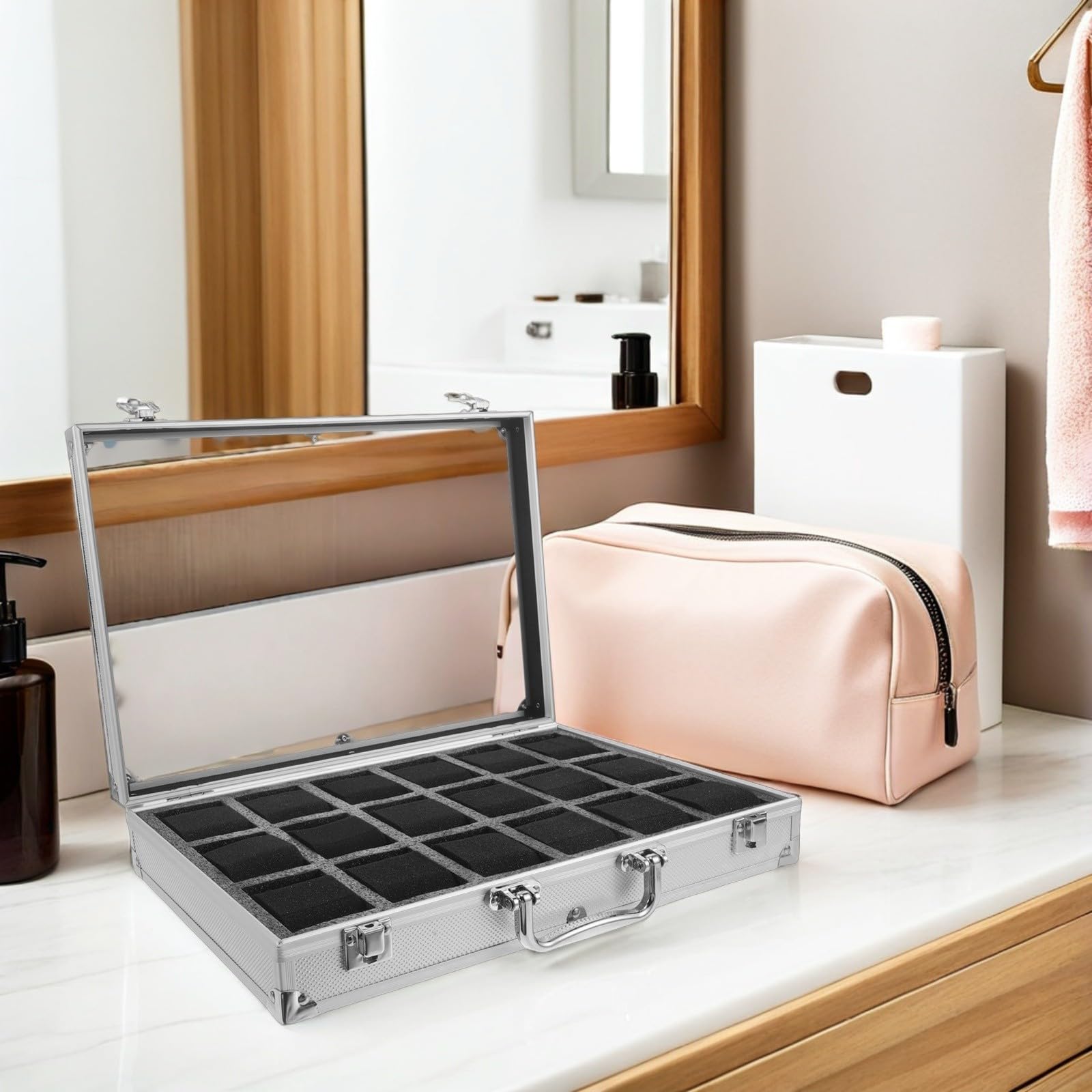 Mipcase Caja para Guardar Relojes de Pulsera de Aluminio con 18 Ranuras
