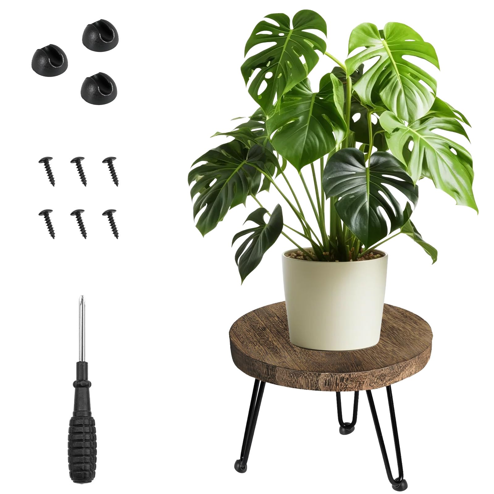 Soporte para Plantas de Madera,Carga Pesada Soporte para Macetas Redonda,Soporte de Madera para Plantas en Maceta,Taburete para plantas de madera,para Hogar Jardín Patio Interior Exterior
