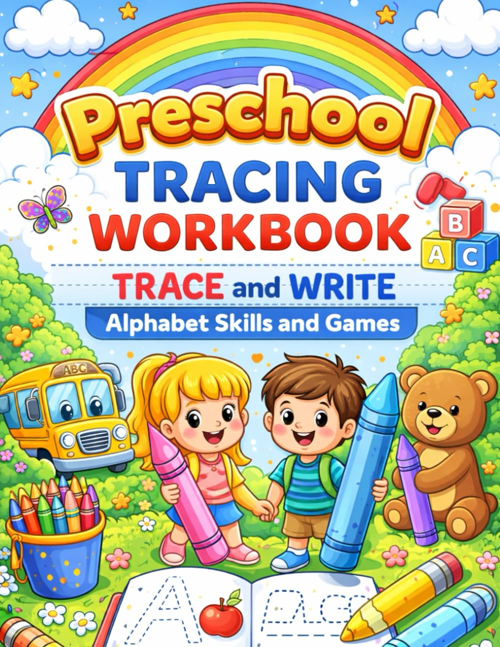 Preschool Tracing Workbook: Trace and Write Alphabet Skills and Games: ABCAlphabet And Coloring Book for Toddlers ages 3-5
