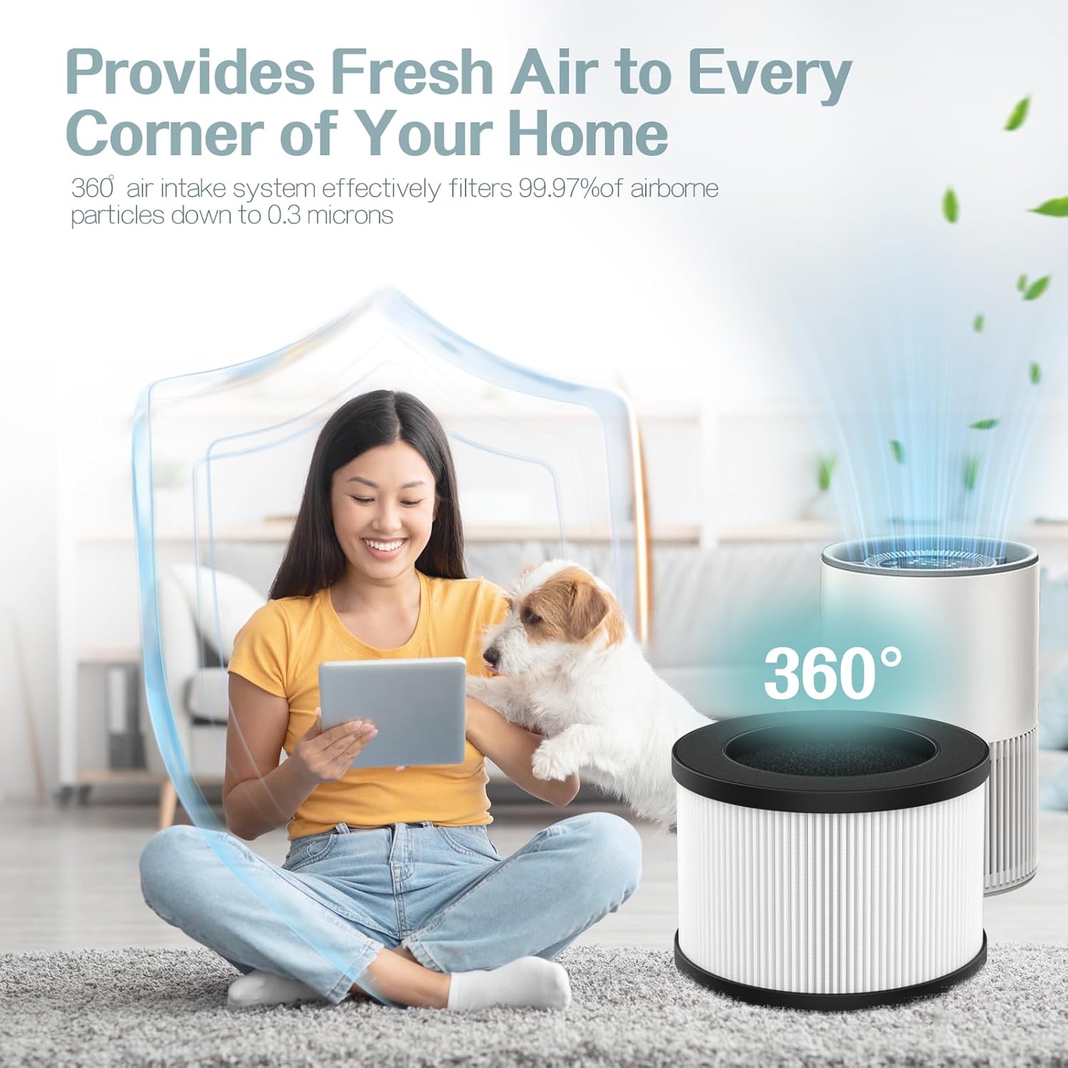 2 Pack BW302 Filter Replacement + 8 Sponge Pads | Compatible with Lunino BW302 Purifier | 3-Stage Filtration