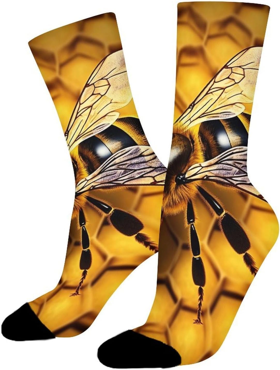 Breathable Sports Socks, Moisture Wicking, Lightweight Crew Socks | Yellow Honey Athletic Calf Socks for Women Men, Casual, Anti-Slip, Multifunctional Work Socks