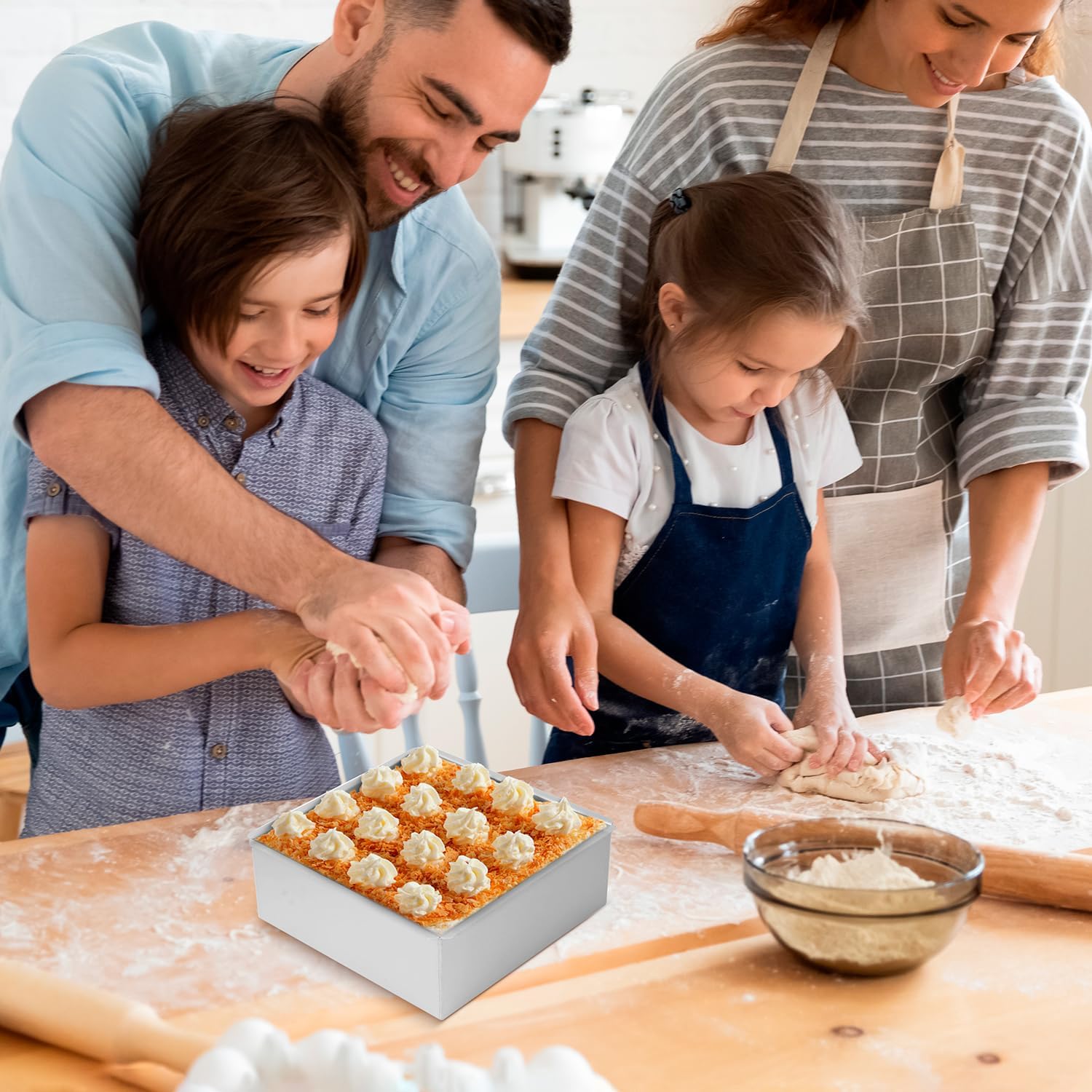 8.7x8.7x3 Inch Square Cheesecake Pan with Removable Bottom - Aluminum Baking Pan Non-Stick Coating for Mousse Cake, Chiffon, Bread, Brownies - Easy Release Bakeware for Home & Professional Use - Image 4