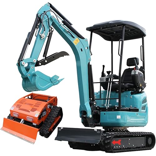 2.2 Ton 16.5 HP Diesel KubotaEngine Pilot Controls Side Swing Boom Track Extension Mini Excavator, and 9 HP Remote Control Lawn Mower DS550PRO, US in Stock