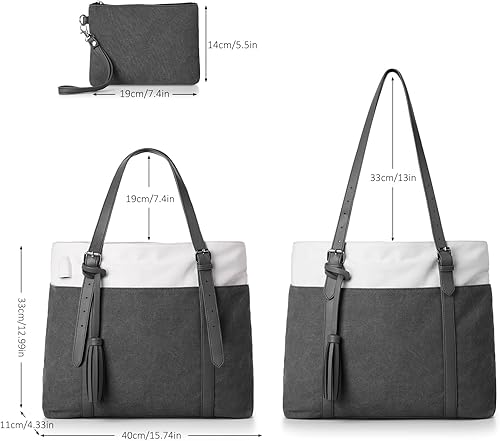 Miniatura 4 de Tote Bag for Women,Laptop Tote Purse with Cup Holder for Work Travel Nurse Teacher College,Book Shoulder Tote Bag with Compartments Zipper,Bolso