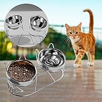 Vista 5 de Elevated Cat Bowls Food and Water Bowl Set for Travel Small Dogs Indoor Cats