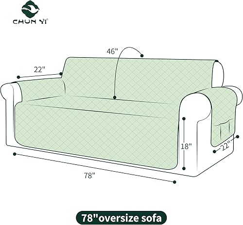 Miniatura 3 de CHUN YI Funda de sofá de gran tamaño, resistente al agua, para sofá de 4 cojines, reversible, lavable, con correa ajustable, bolsillo de