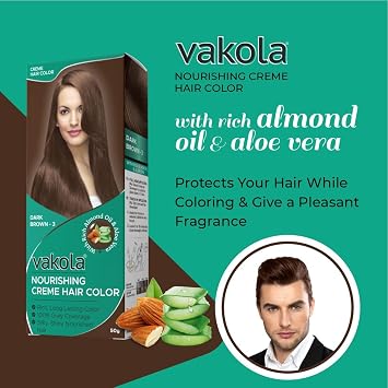 Dark Brown Cream Hair Color Nourishing formula, (pack of 5), with Aloe Vera & Almond Oil for Silky, Shiny Hair & 100% Grey Coverage