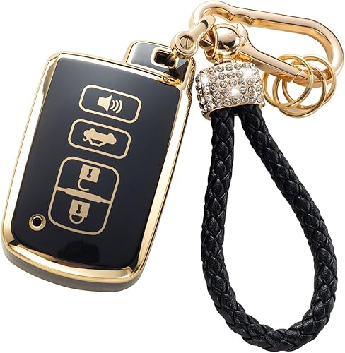 Miniatura 1 de Gematay Funda para llavero Toyota con cordón, funda compatible con Toyota Avalon Camry Corolla RAV4 Sequoia Highlander 4 botones Smart Key Holder