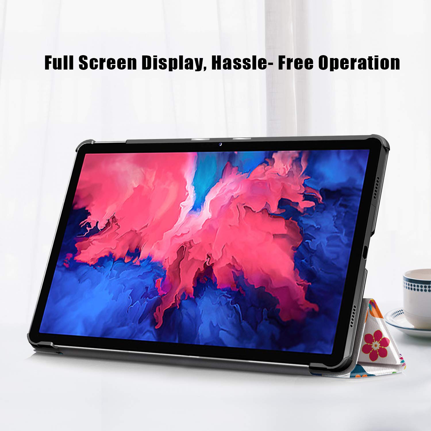 Custodia Per Lenovo Tab P11 (2021, 11") Con Portapenne E Stilo Incluso - Farfalla Marrone, In Pelle PU E TPU