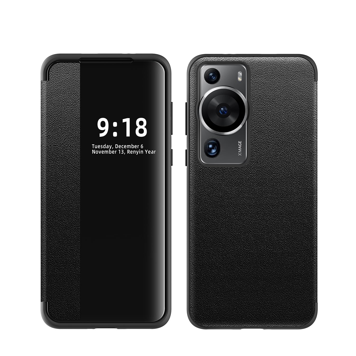 ZORSOME for Huawei P60 Pro Smart Clear View Cover,Ultra Slim Leather Flip Protective Cover for Huawei P60 Pro,Black