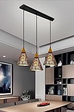 Metal Laser Cutting Cone 3 Lamp Linear Cluster Chandelier, Hanging Ceiling Lamp for Home Decor, Living Room, Bedroom, Kitchen, Balcony, Restaurant,(Cone Linear Cluster)(Bulb Not Included)