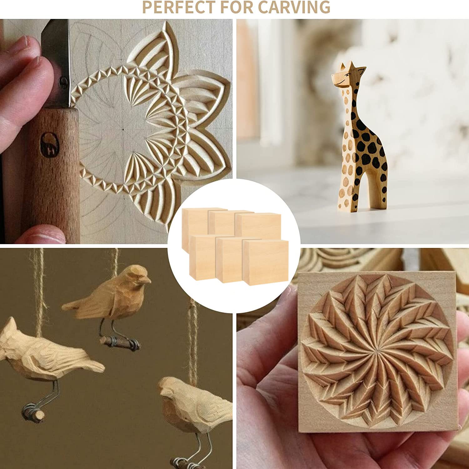 12 klocków do rzeźbienia z drewna lipowego, 10 x 10 x 2,5 cm, niedokończone drewniane klocki do rzeźbienia, drewniane kostki, miękkie, lite drewno dla początkujących lub doświadczonych rzeźbiarzy
