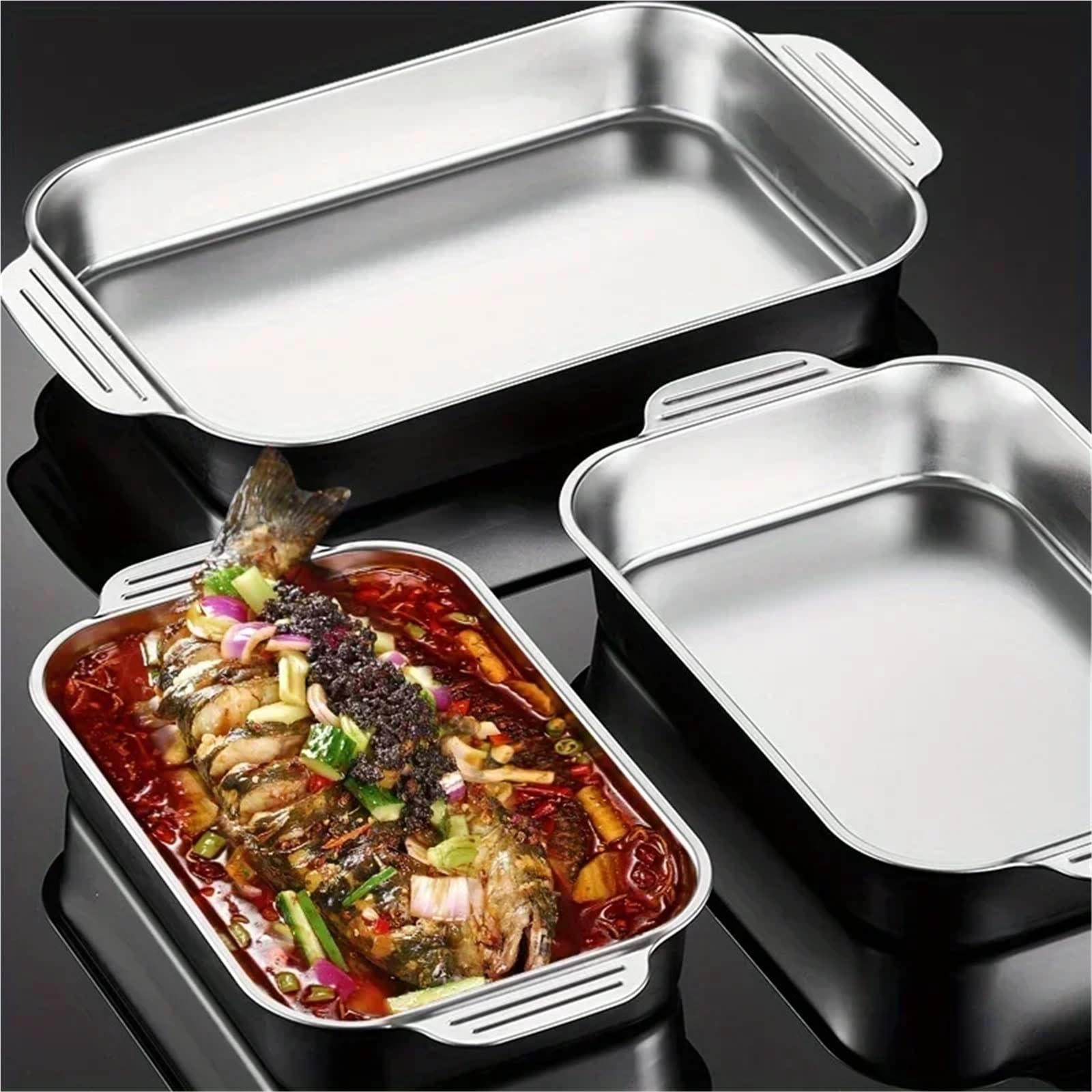 Tiefes Backblech, Edelstahl-Bräter, Antihaft-Grillbleche, Ofenzubehör, Backwerkzeuge, Küchenzubehör FüR Zum Backen(S)