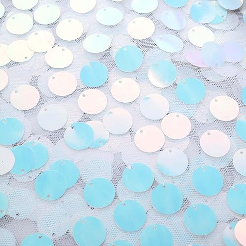 Miniatura 8 de Efavormart - Rollo de tela de lentejuelas color azul iridiscente con base de tela de malla, 54 pulgadas x 4 yardas