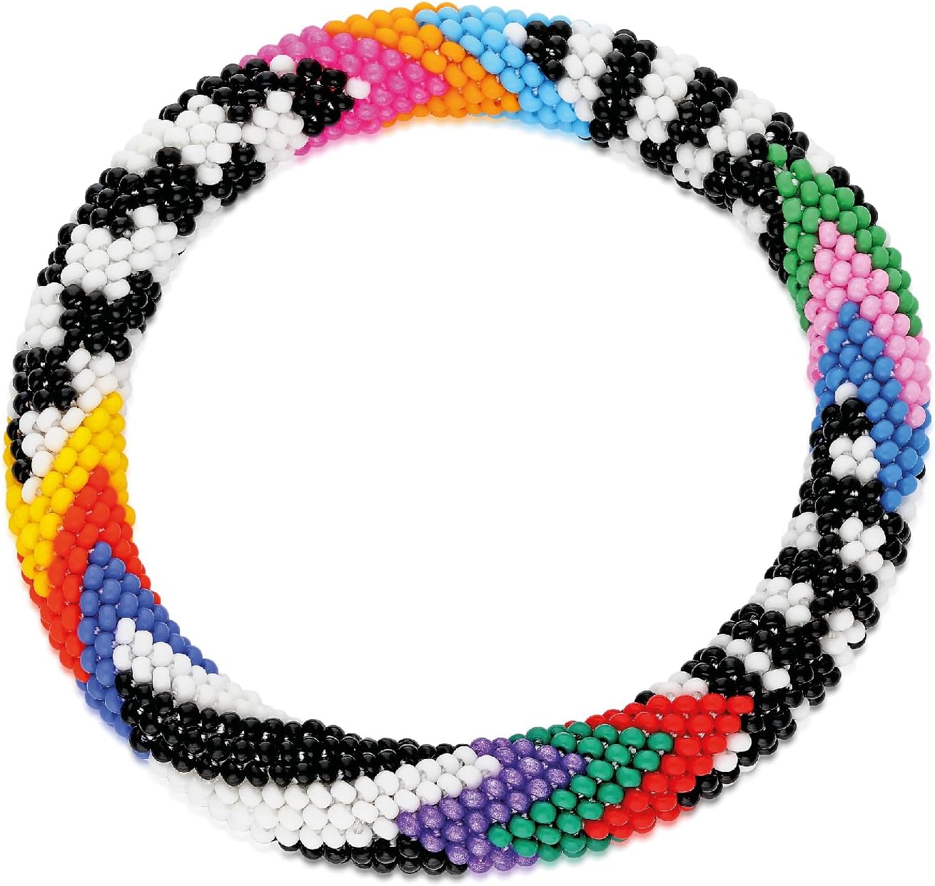 NAZ COLLECTION, Evil Eye Protection Bangle Bracelet, Bohemian Stackable Beaded Bracelets, Handmade Multicolor Bohemian Stacking Crochet Bracelet, Boho Charm Beach Jewelry for Women, Gift for Her