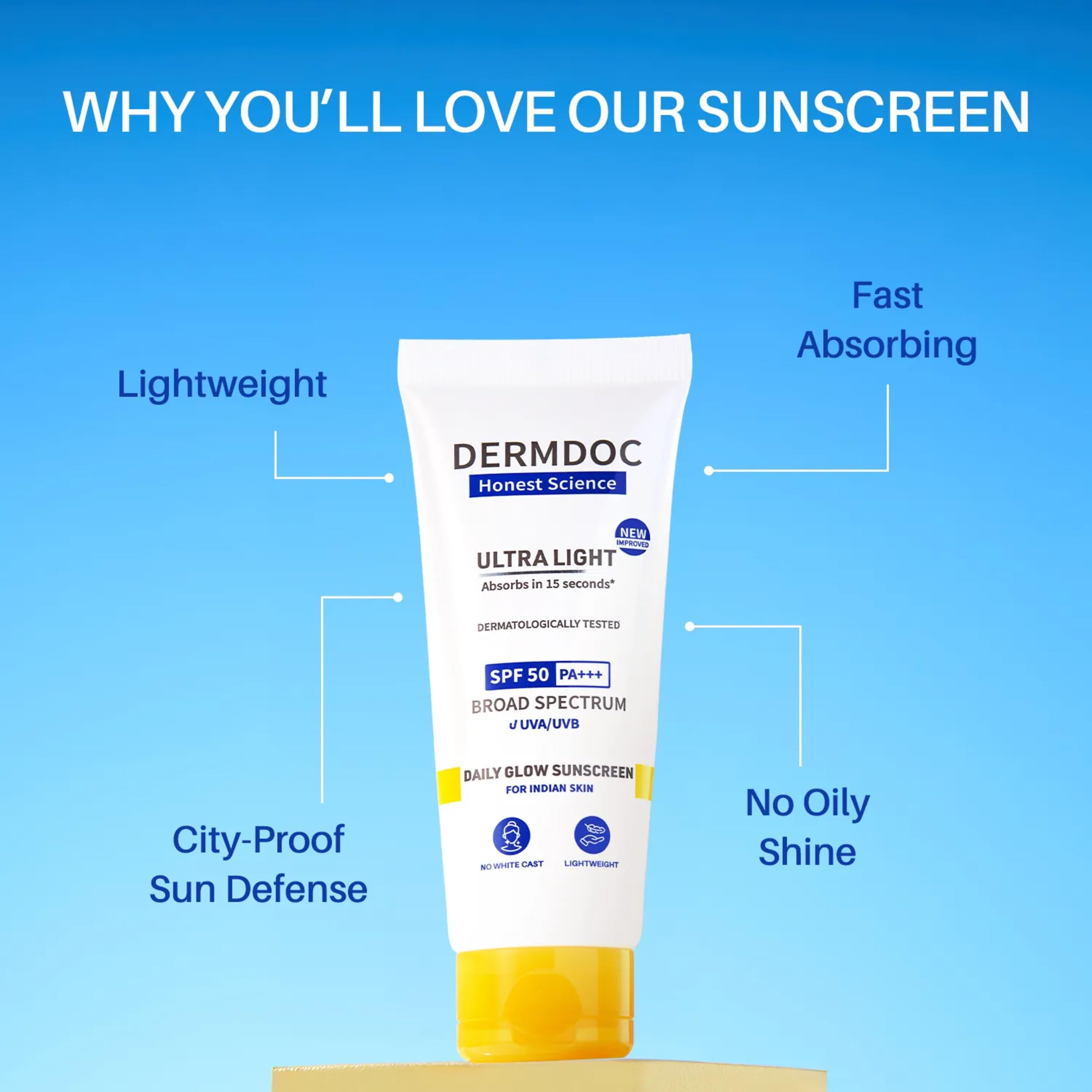 DermDoc All By Purplle Ultra Light Spf 50 Pa+++ Daily Glow Sunscreen (50Gm) | Sunblock | Lightweight | Non-Greasy | 0 White Cast 3