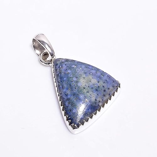 Colgante solamente-1, Plata esterlina Piedra, Jaspe de hueso de dinosaurio