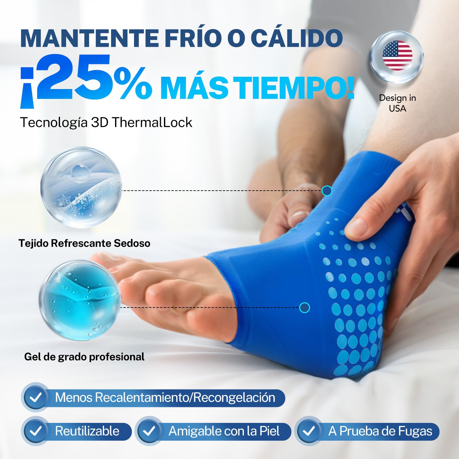 Fitomo Hielo para Lesiones Tobillo, Ice Gel Reutilizable, Terapia de Compresión Frío-Calor para Aliviar el Dolor, Hinchazón del Tobillo, Tendinitis de Aquiles, Fascitis Plantar, Esguince