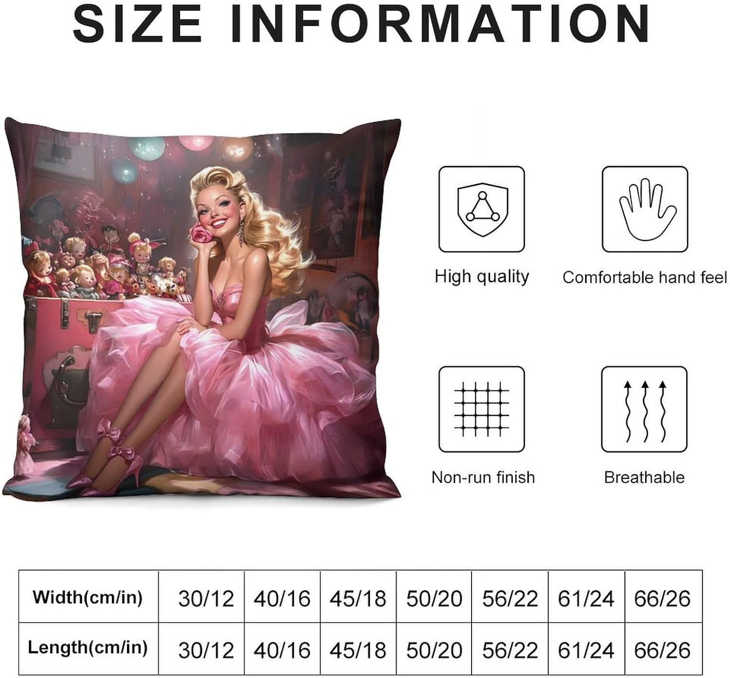 Pin Up Girl Print Plush Pillow Case Square Throw Pillow Cover Soft Decorative Cushion Pillowcases 24 "x24