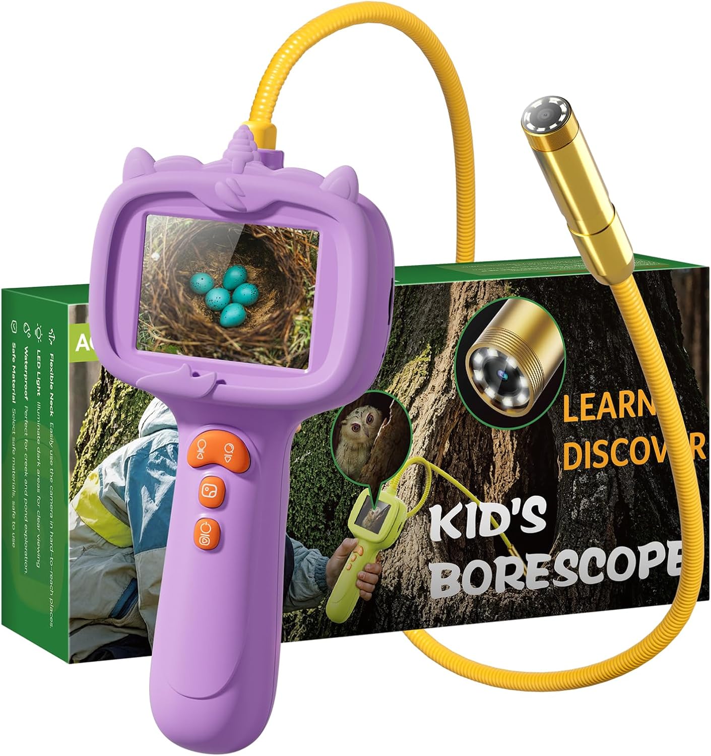 Kids Borescope Toys Camera with Light for 4-10 Years Old Boys Girls Birthday Gift Type-C Rechargeable STEM Science Educational Toy Snake Scope Camera for Outdoor Camping Nature Exploration