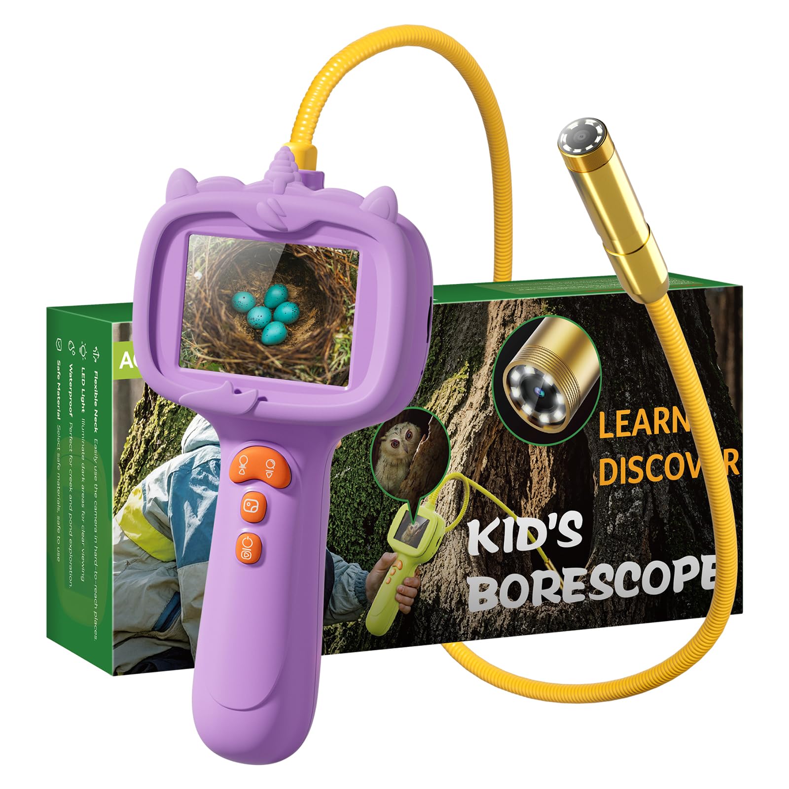 Kids Borescope Toys Camera with Light for 4-10 Years Old Boys Girls Birthday Gift Type-C Rechargeable STEM Science Educational Toy Snake Scope Camera