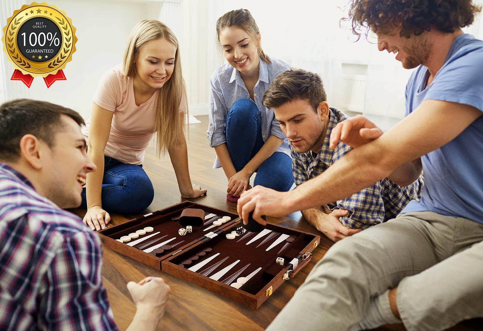 Backgammon Jeu de société classique pour 2 joueurs avec étui en cuir de qualité supérieure, portable et ensembles de voyage de backgammon pour adultes et enfants (45,7 cm)