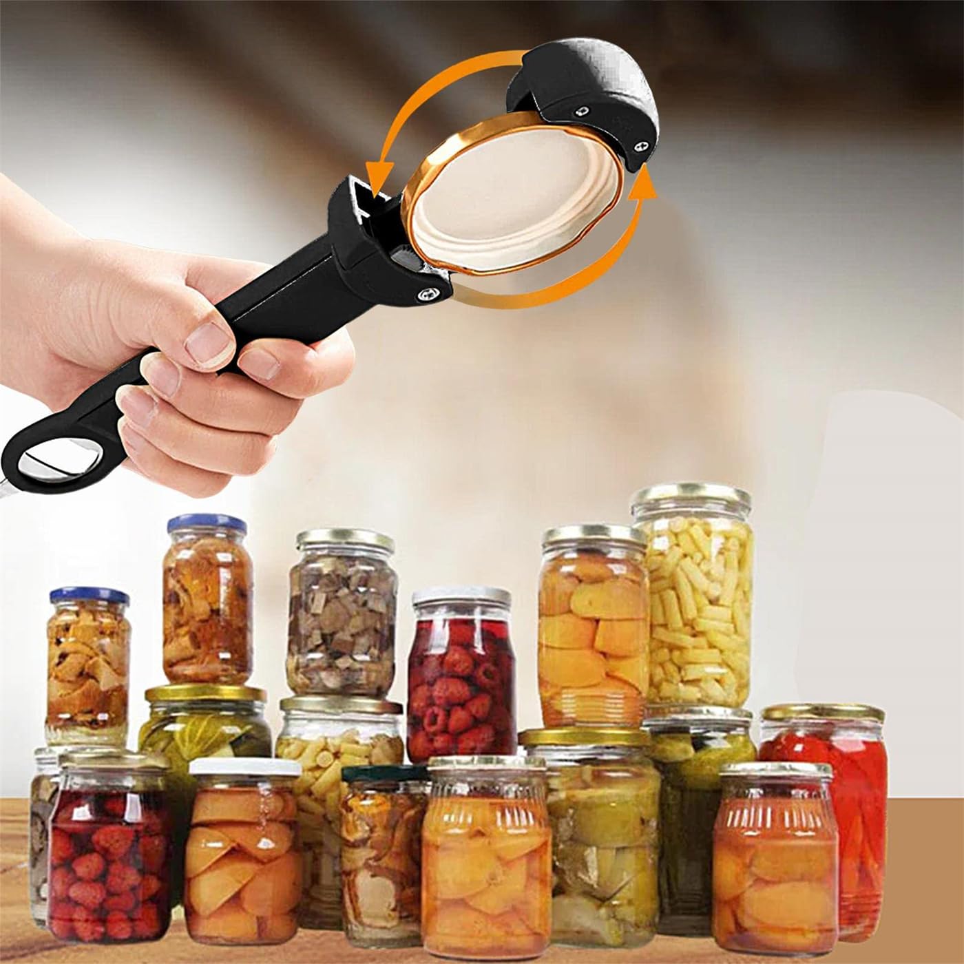 Atornillador de tapa ajustable de acero inoxidable, abridor de botellas retráctil multifuncional, abridor de latas magnético, herramienta de cocina múltiple for tarros de gelatina, vino, cerveza y otr