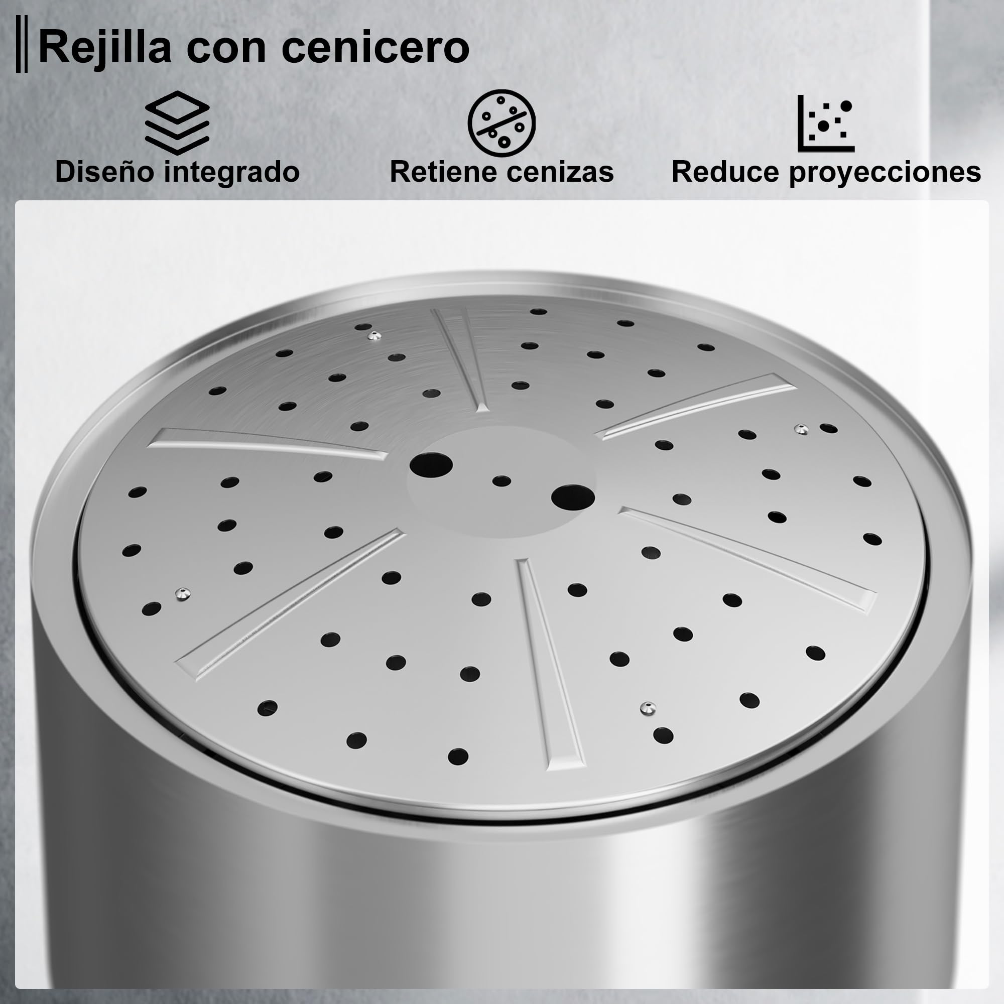 Brasero Exterior Sin Humos 50 cm, Brasero Exterior Jardín Estufa, para Camping Jardín Balcón con Bandeja de Cenizas Extraíble, Acero Inoxidable, Bolsa Impermeable y Póker Incluidos